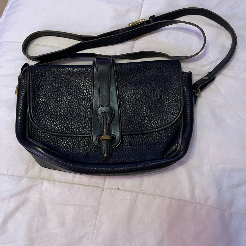 DOONEY & BOURKE Vintage Gianni Valanti Black Pebble Leather Crossbody/Saddle Bag